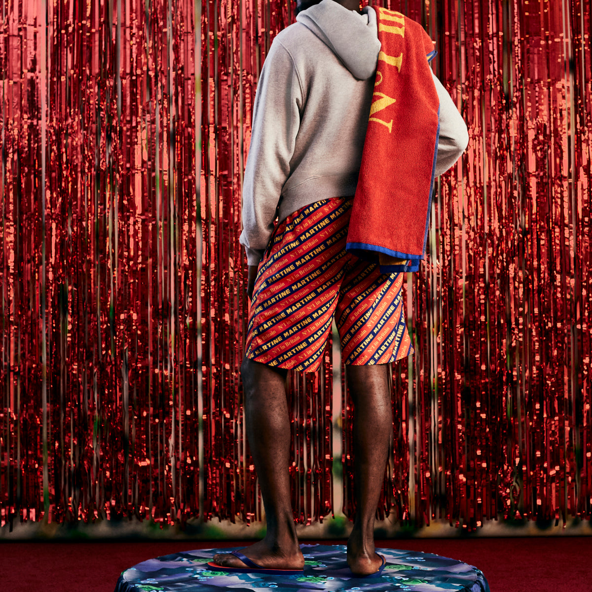 BOARD SHORTS in RED MULTI Martine Rose