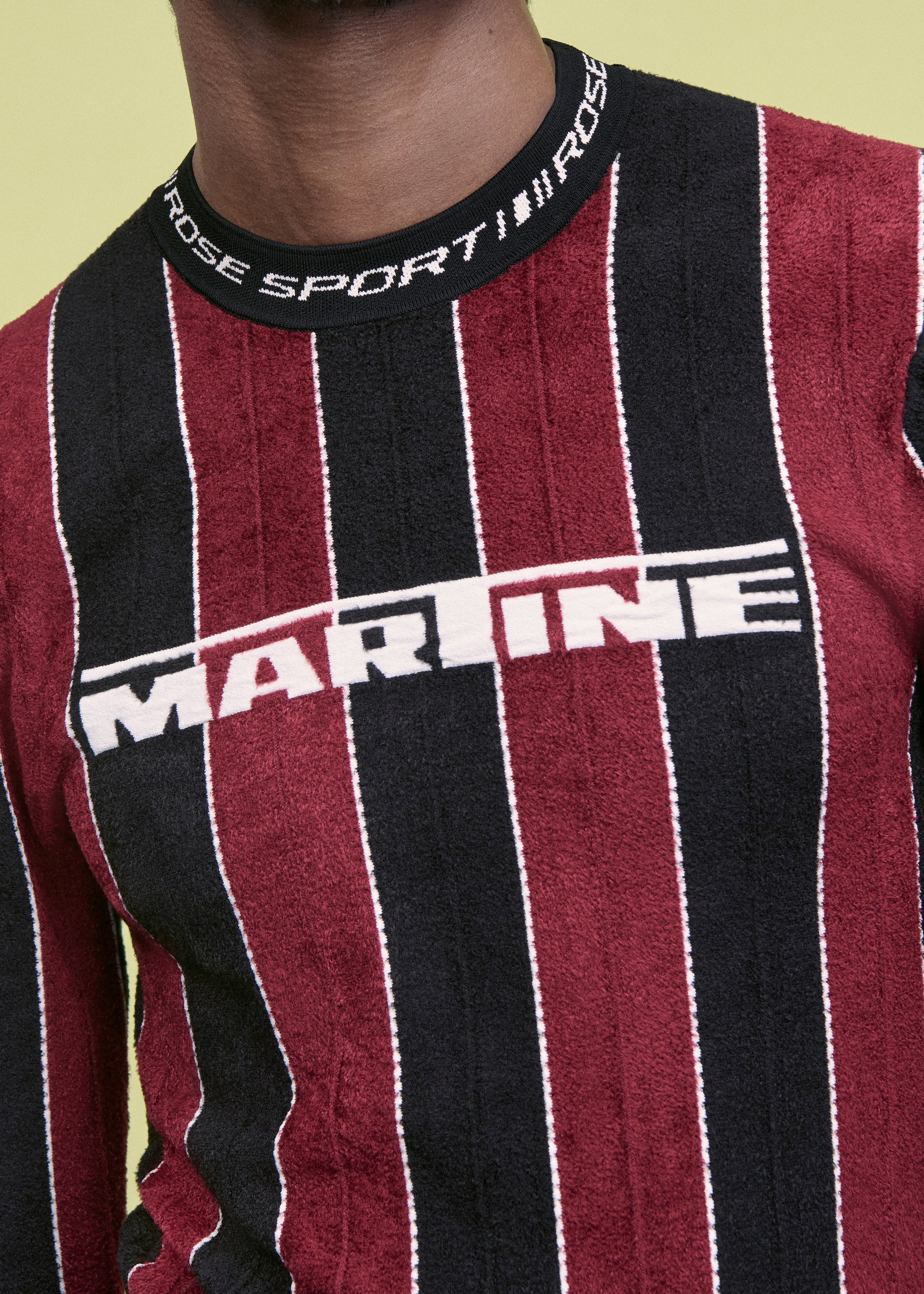 SPORTY LOGO CREW in BLACK & BURGUNDY | Martine Rose