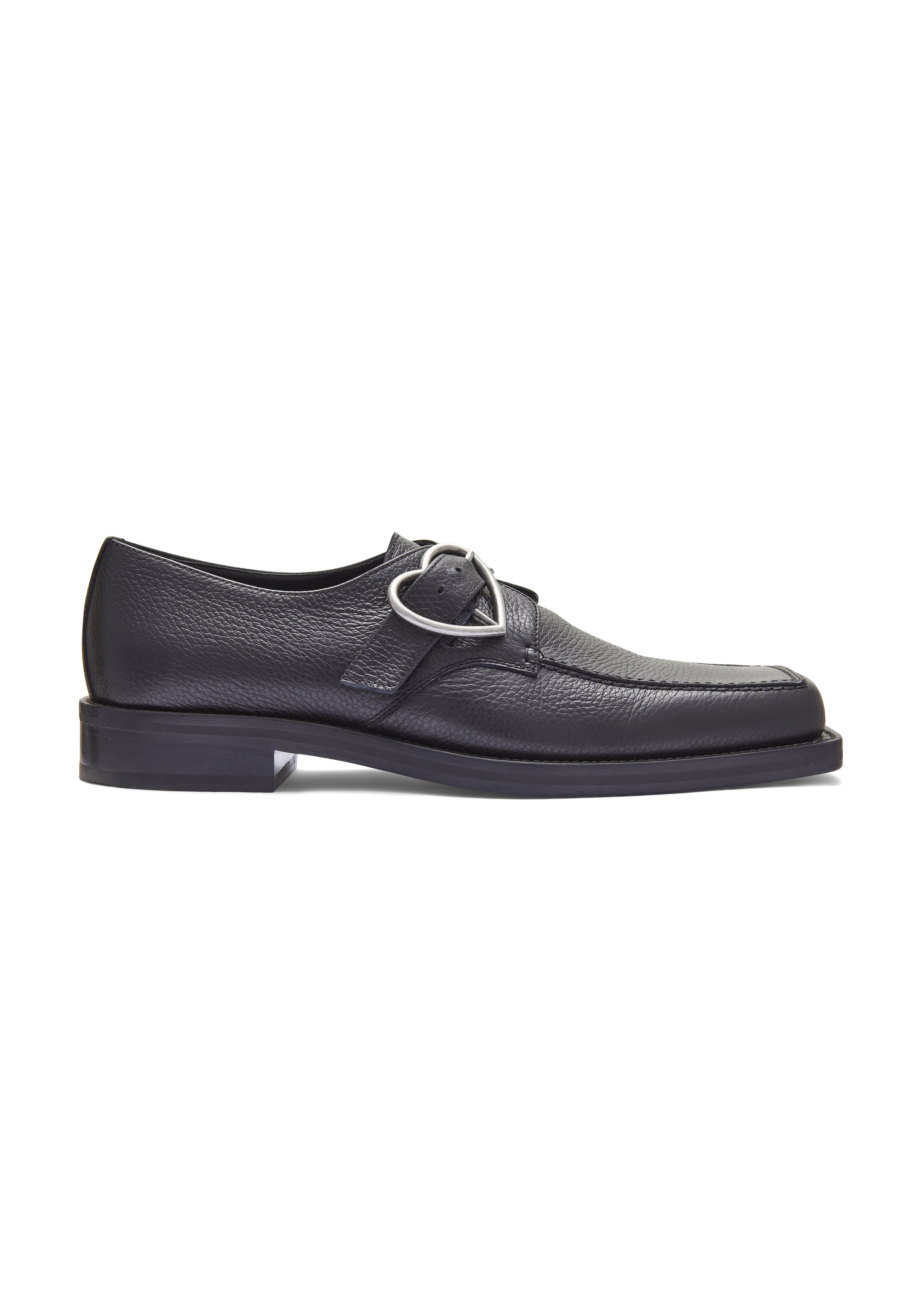 SQUARE TOE BUCKLE LOAFER in BLACK