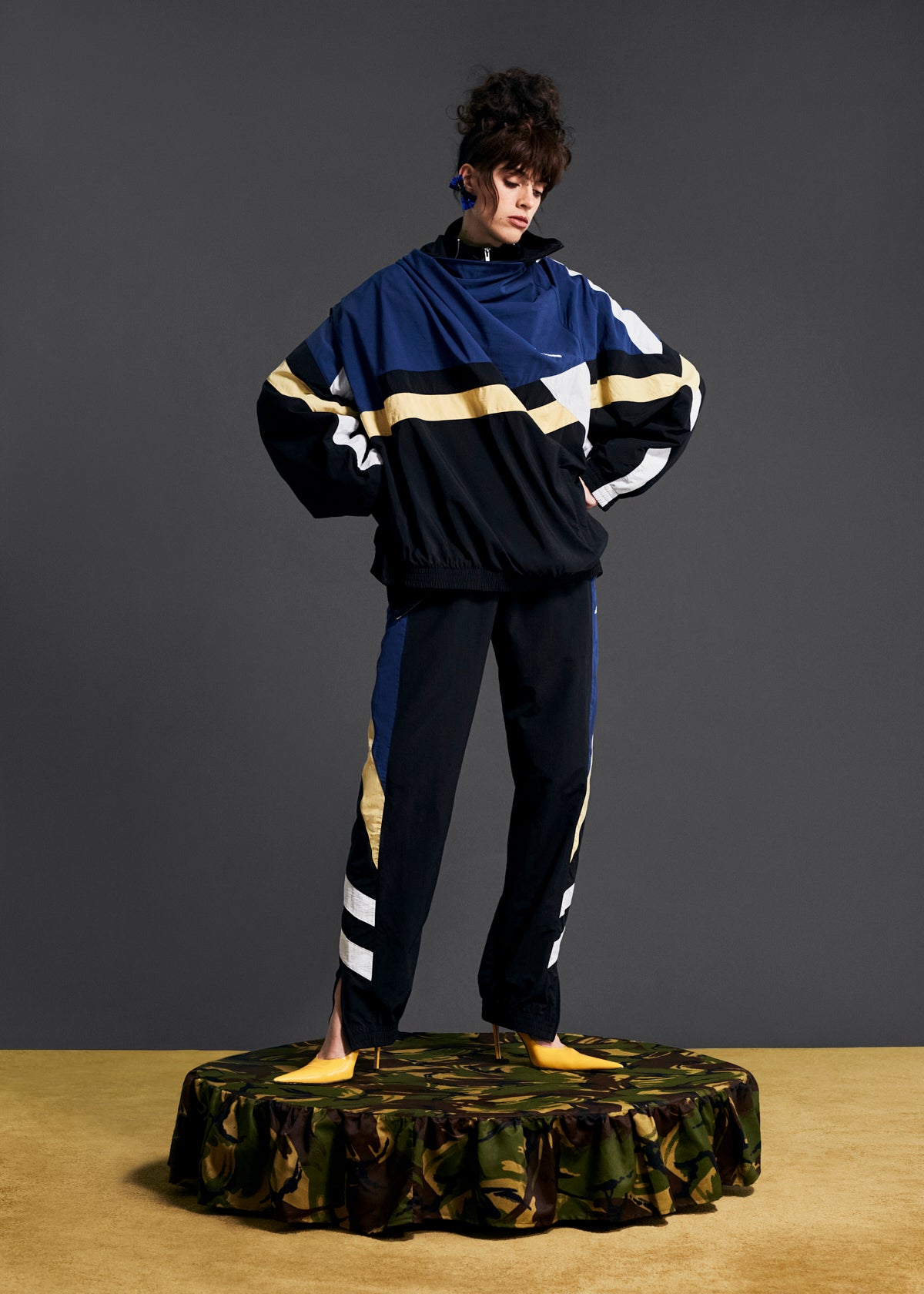 BLANKET TRACK JACKET in BLACK AND YELLOW Martine Rose