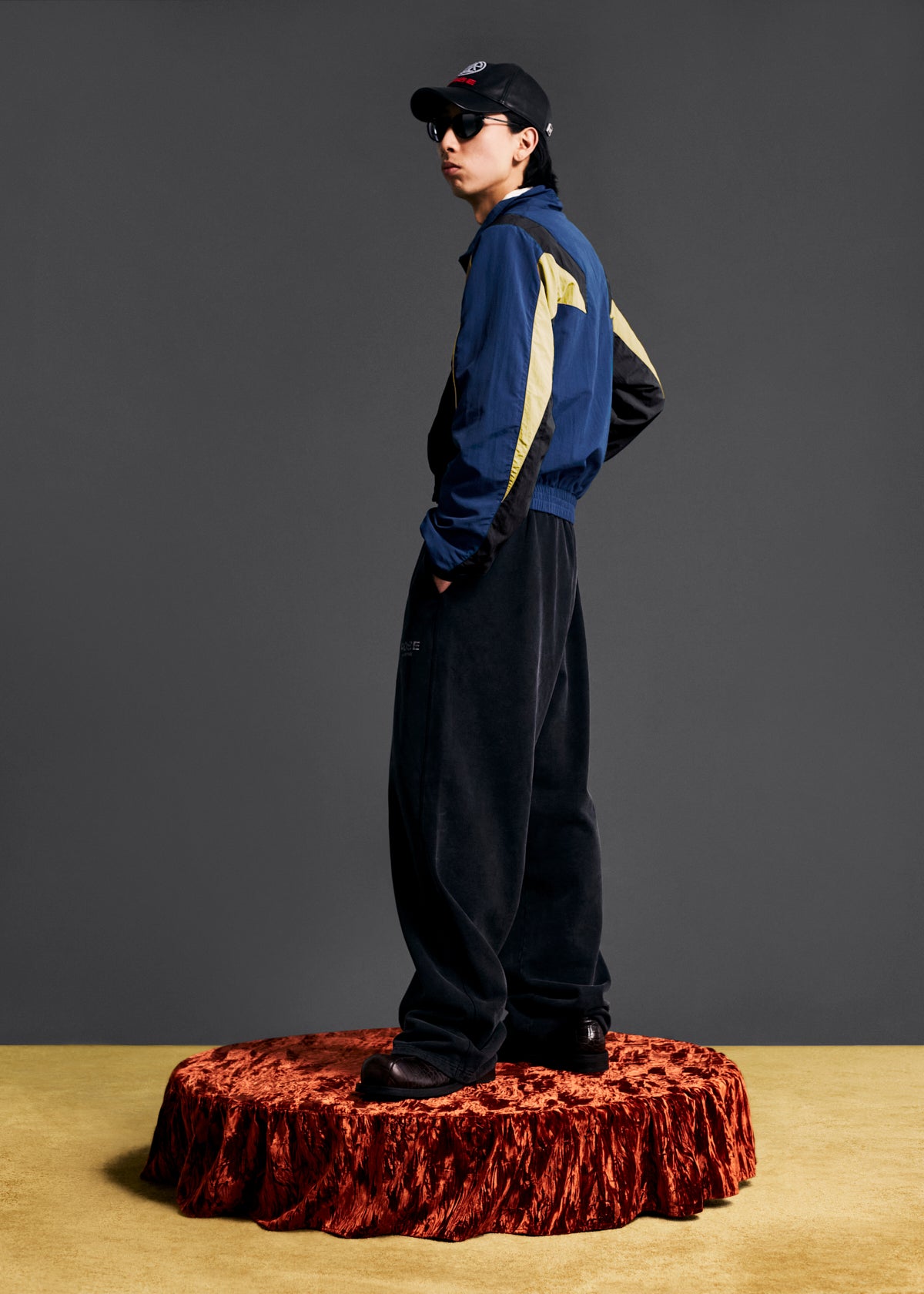 SHRUNKEN TRACK JACKET in BLACK AND YELLOW | Martine Rose