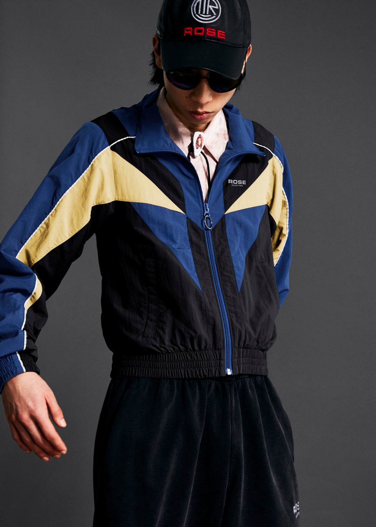 SHRUNKEN TRACK JACKET in BLACK AND YELLOW Martine Rose