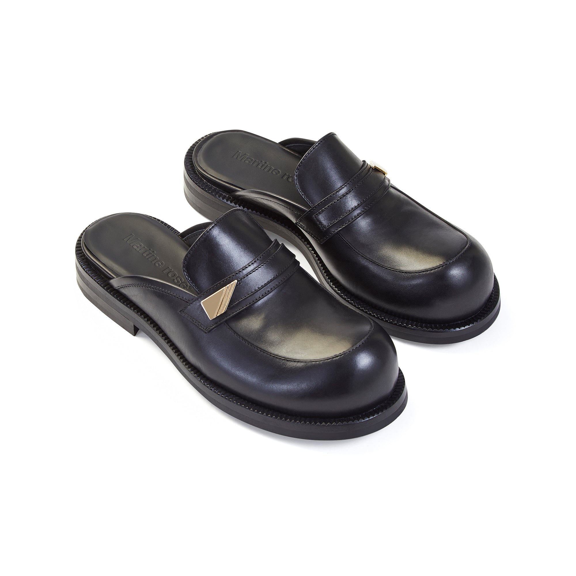 Martine Rose square-toe leather loafers - Black