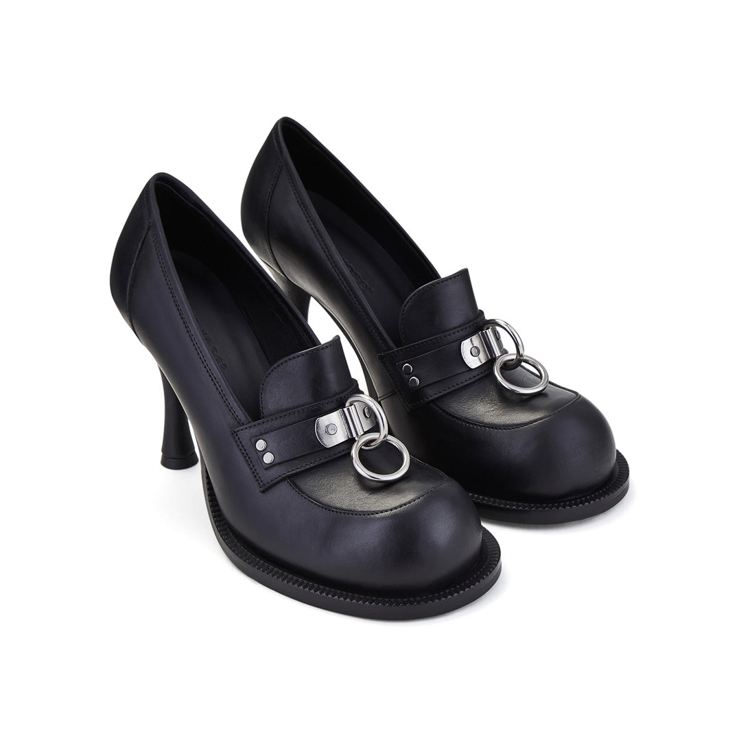 BULB TOE RING HEEL in BLACK