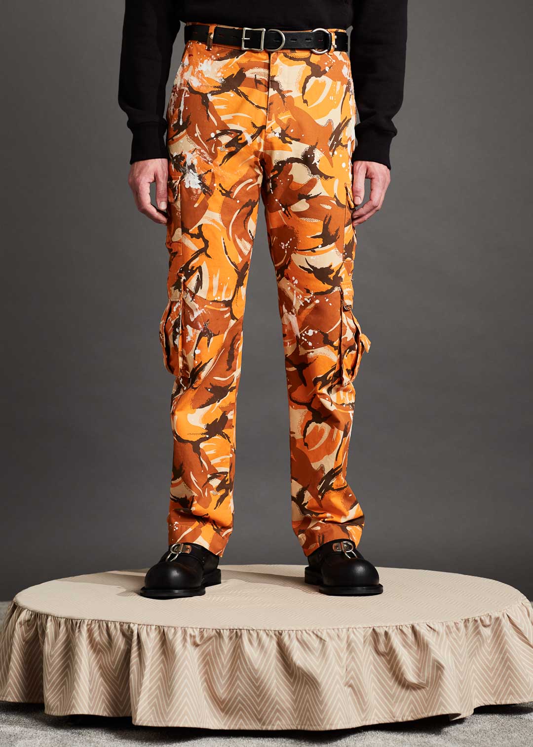 Konnie Orange Camo Cargo Trousers from Missy Empire on 21 Buttons